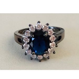 New Sapphire CZ 18K Gold Filled Ring size 8 1/4